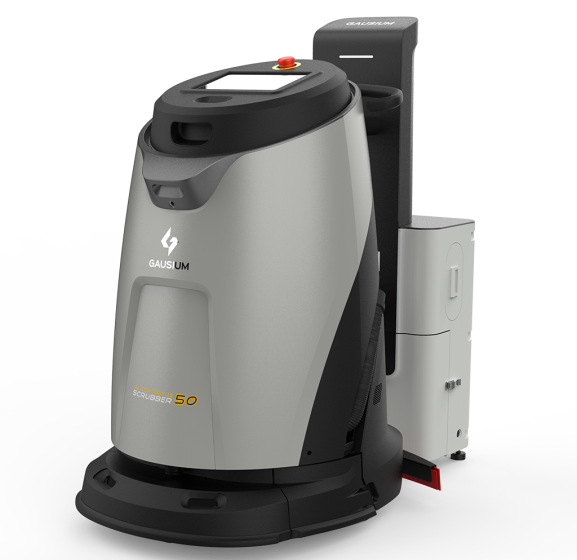 Gausium Scrubber 50 docking station for automatic charging and water management.